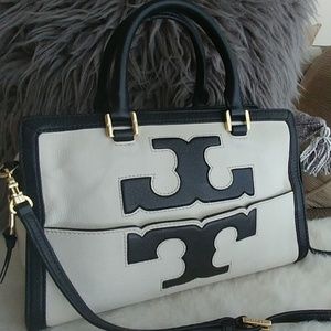 Tory Burch Jessica black & White Leather Satchel